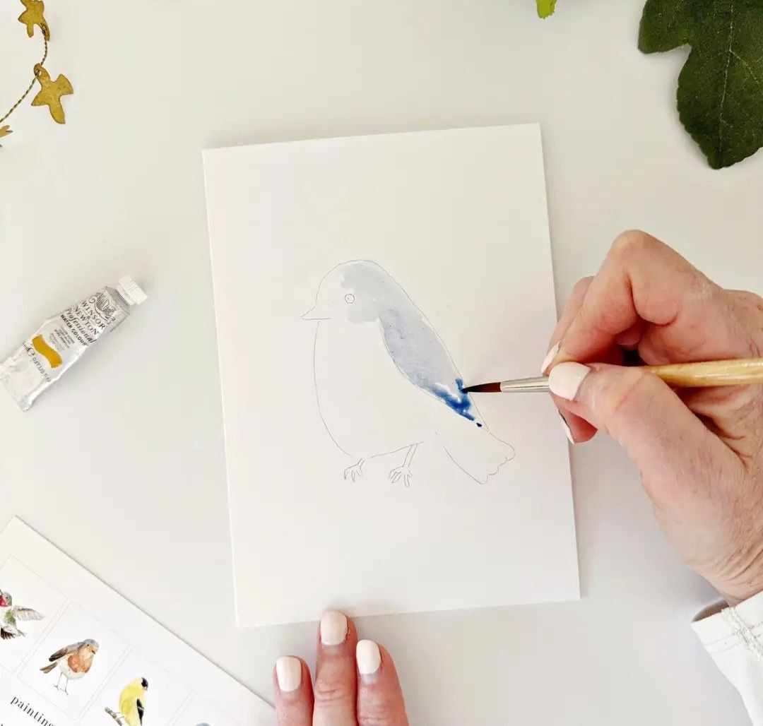 Paintable Backyard Birds Watercolor Notecard