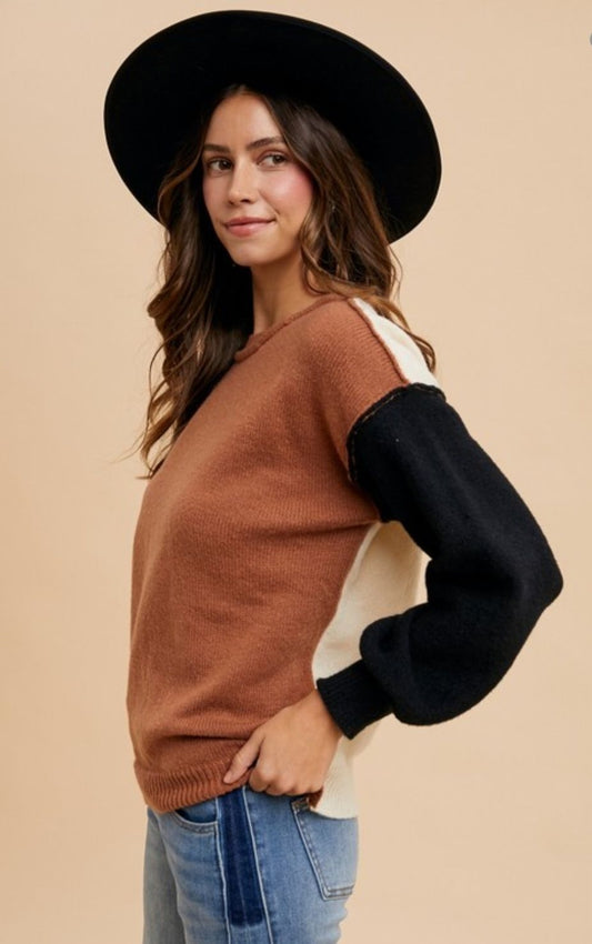 Soft Touch Color Block Sweater