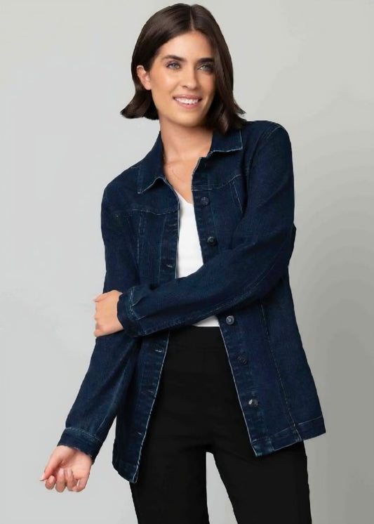 Button Front Long Line Denim Jacket