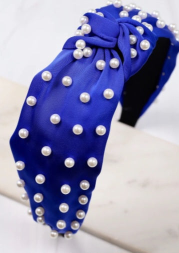 Apollo Headband with Pearl's ~ Royal Blue