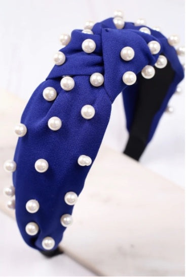 Apollo Headband with Pearl's ~ Navy