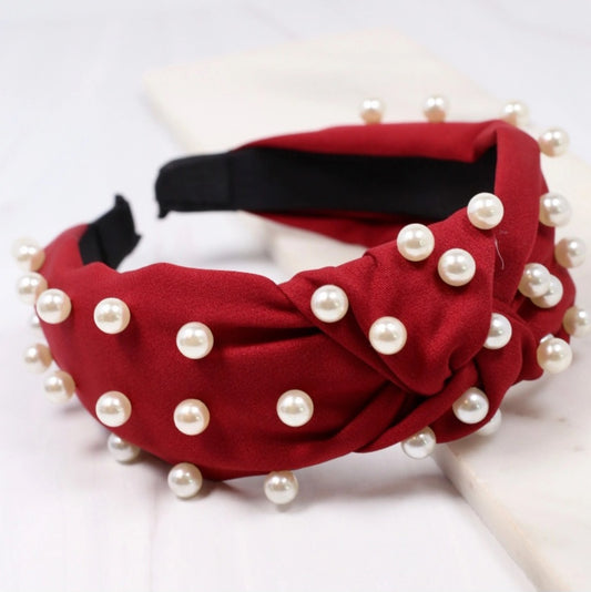 Apollo Headband with Pearl's ~ Burgundy