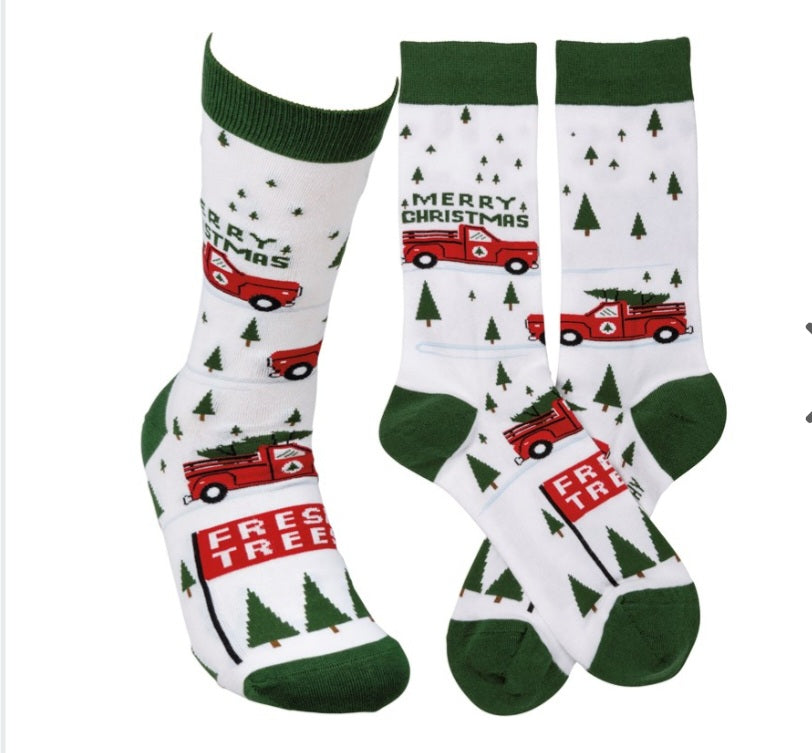 Merry Christmas Tree & Truck Socks