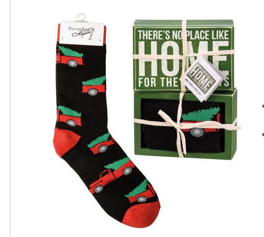 Home for the holidays sock & sign set