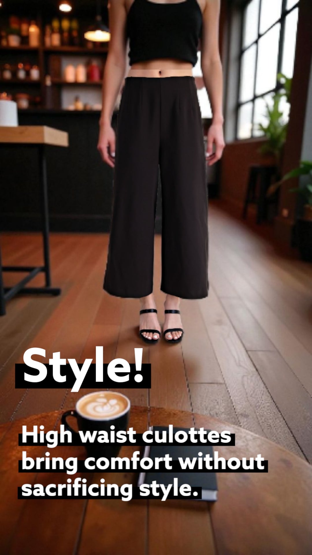 Culottes High Waisted Trousers Black
