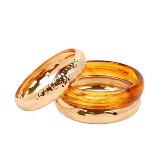 Chanute Gold Bangle Bracelet Set Tortoise