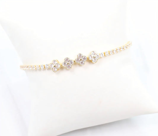 Avery CZ Flower Bracelet Gold