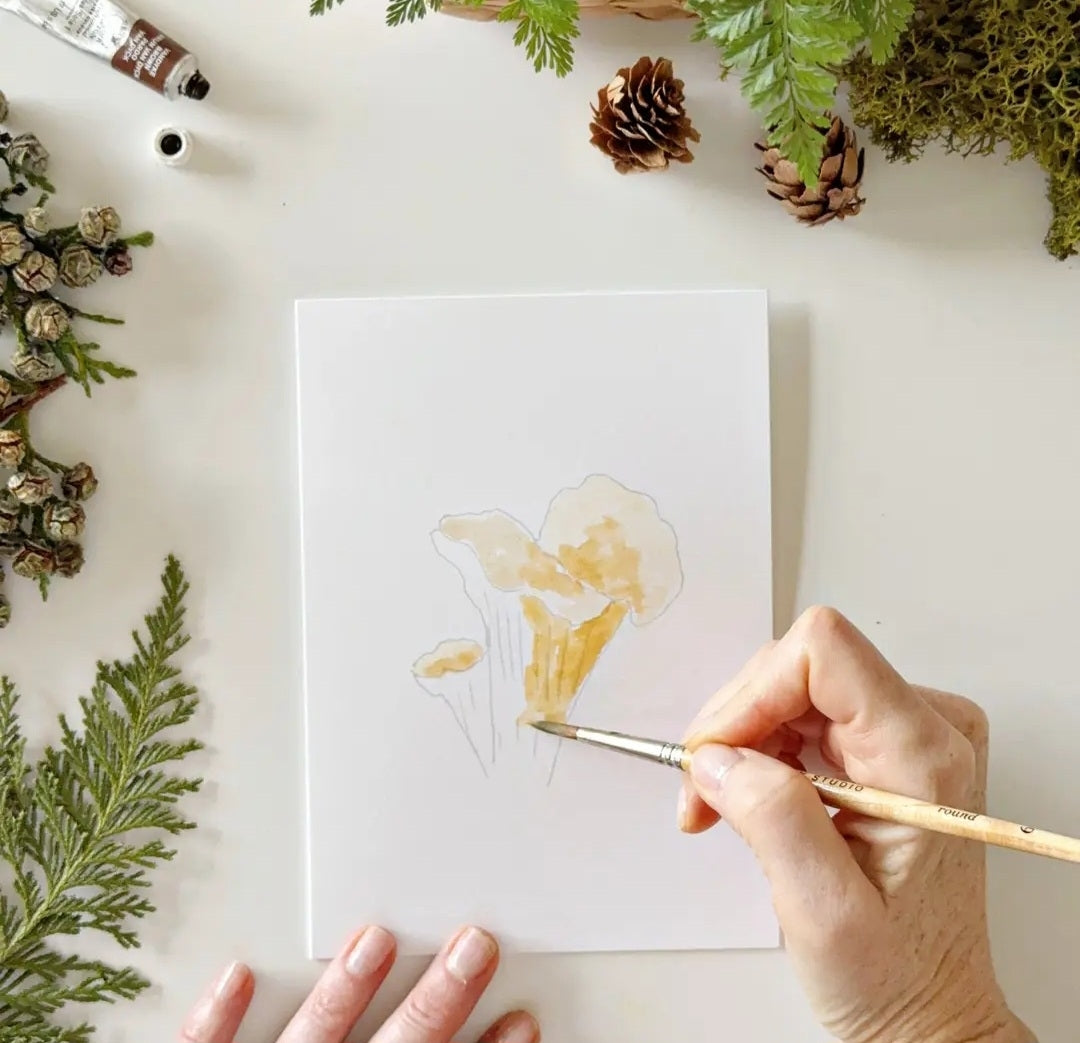 Mushroom Paintable Watercolor Notecards emily lex designs