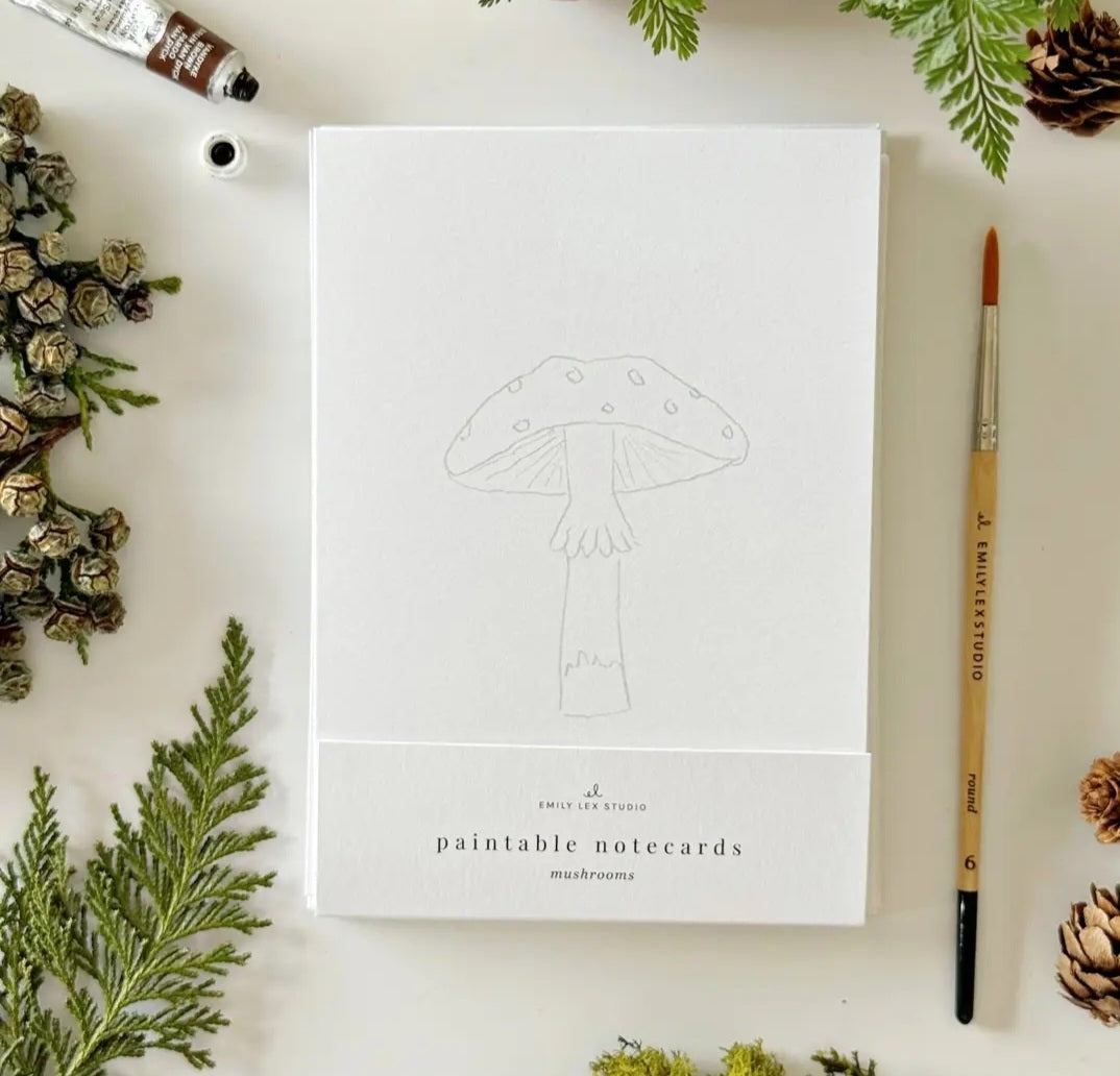 Mushroom Paintable Watercolor Notecards emily lex designs