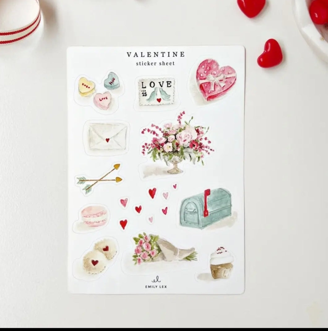 Valentine's Sticker Sheet Set emily lex designs