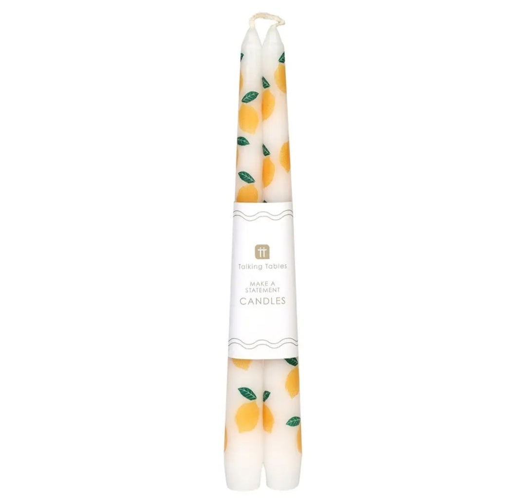 Lemon Taper Dinner Candles Two Pack