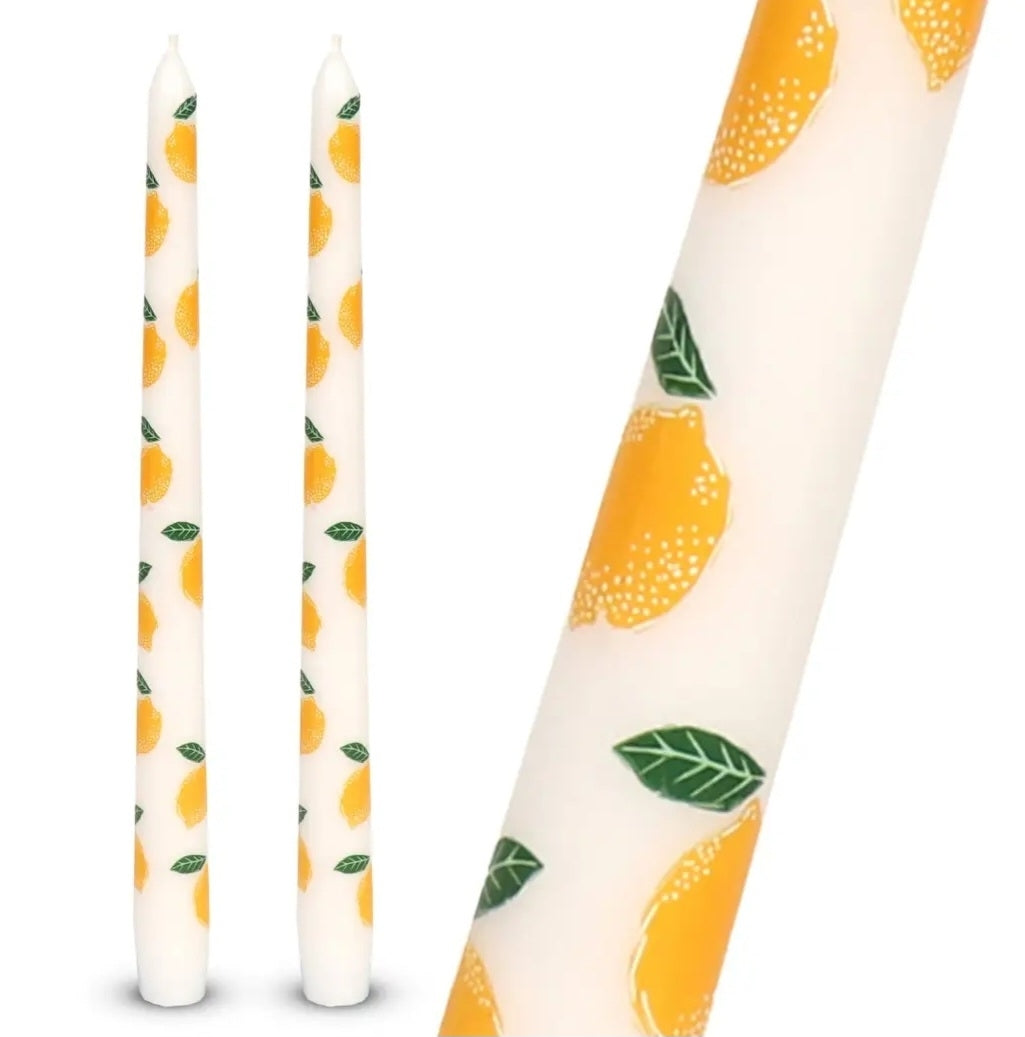 Lemon Taper Dinner Candles Two Pack
