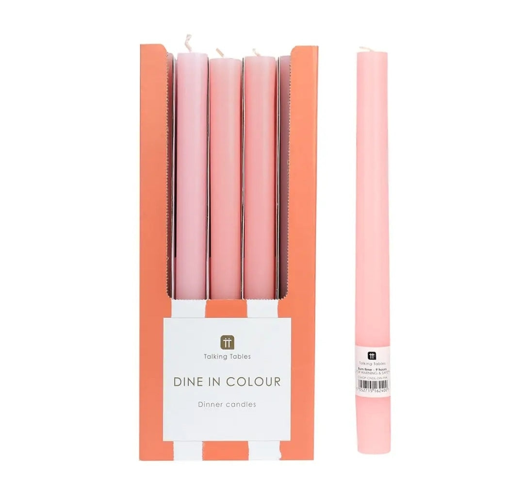 Pink Dinner Table Taper Candles