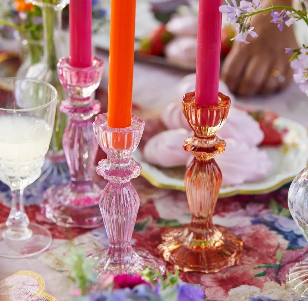 Glass Candle Holders Multiple Colors