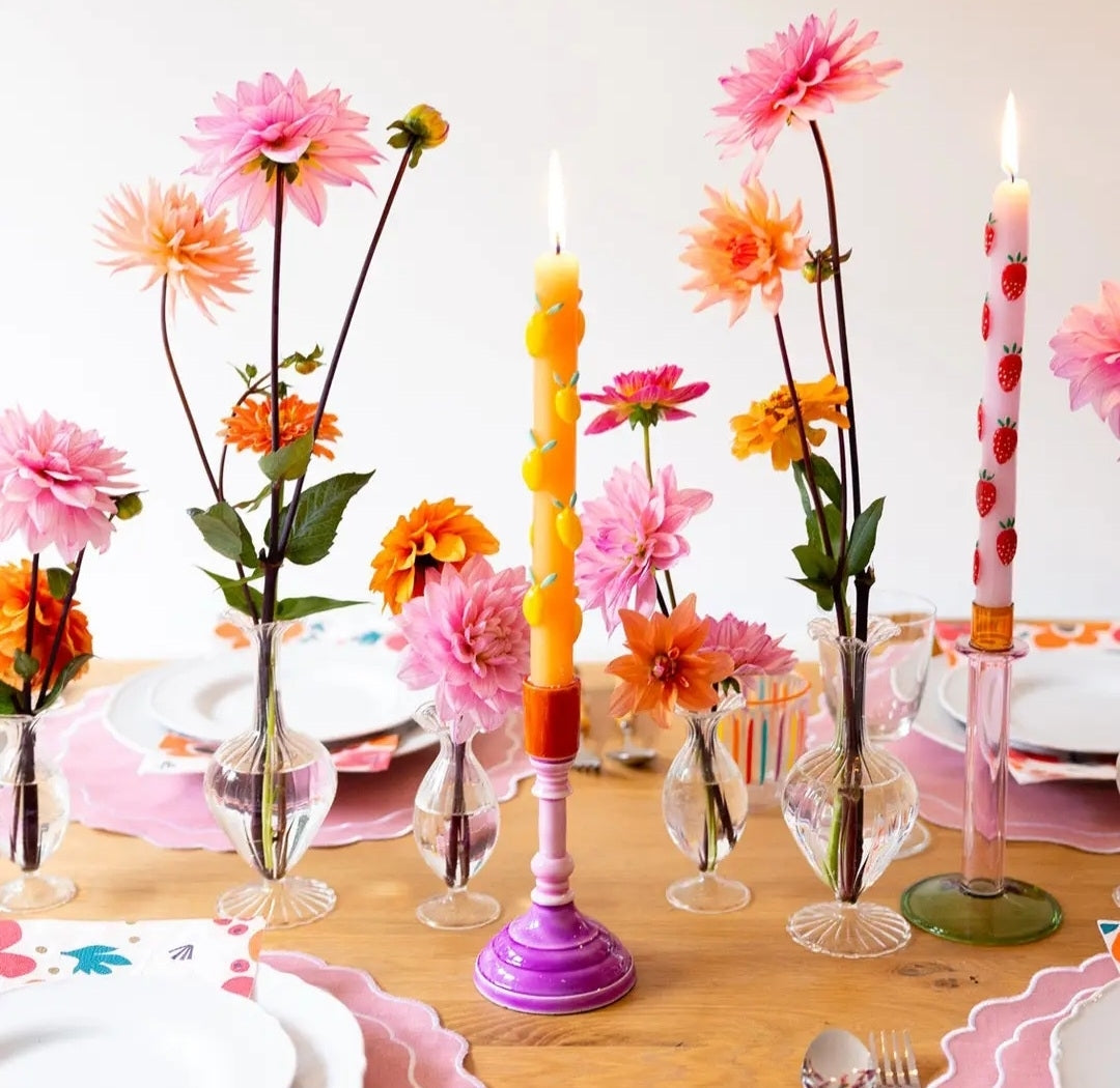 Strawberry Lilac Dinner Taper Candles