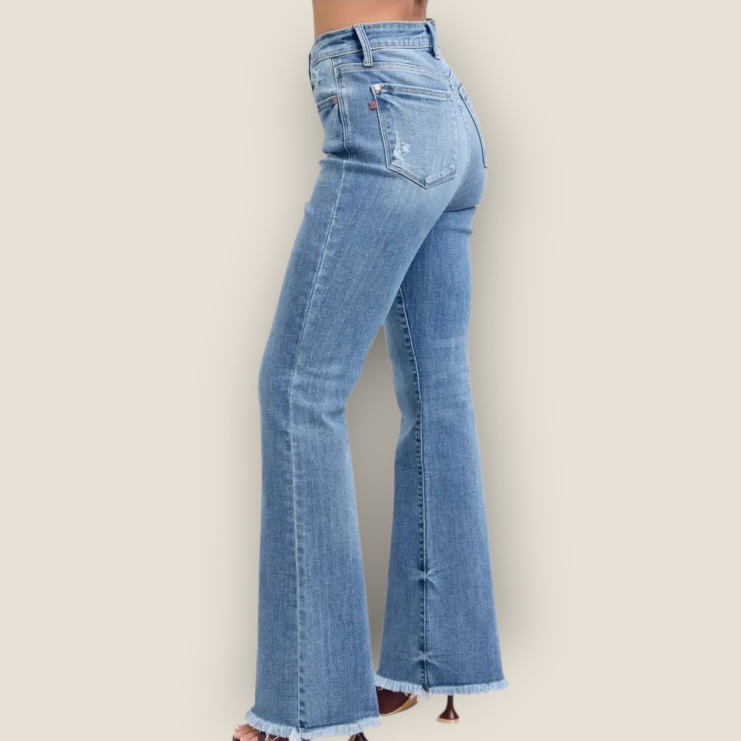 Judy Blue Jean High Waisted Bootcut With Fray Hem