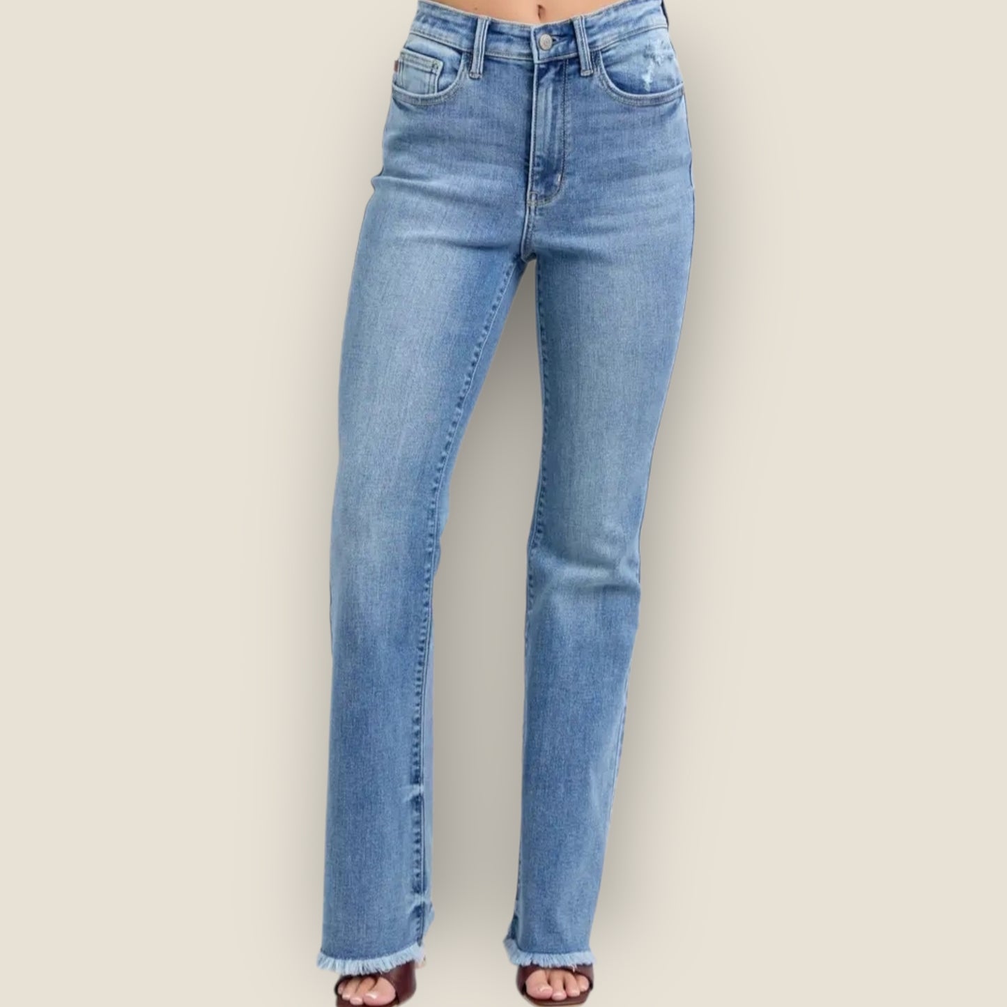Judy Blue Jean High Waisted Bootcut With Fray Hem