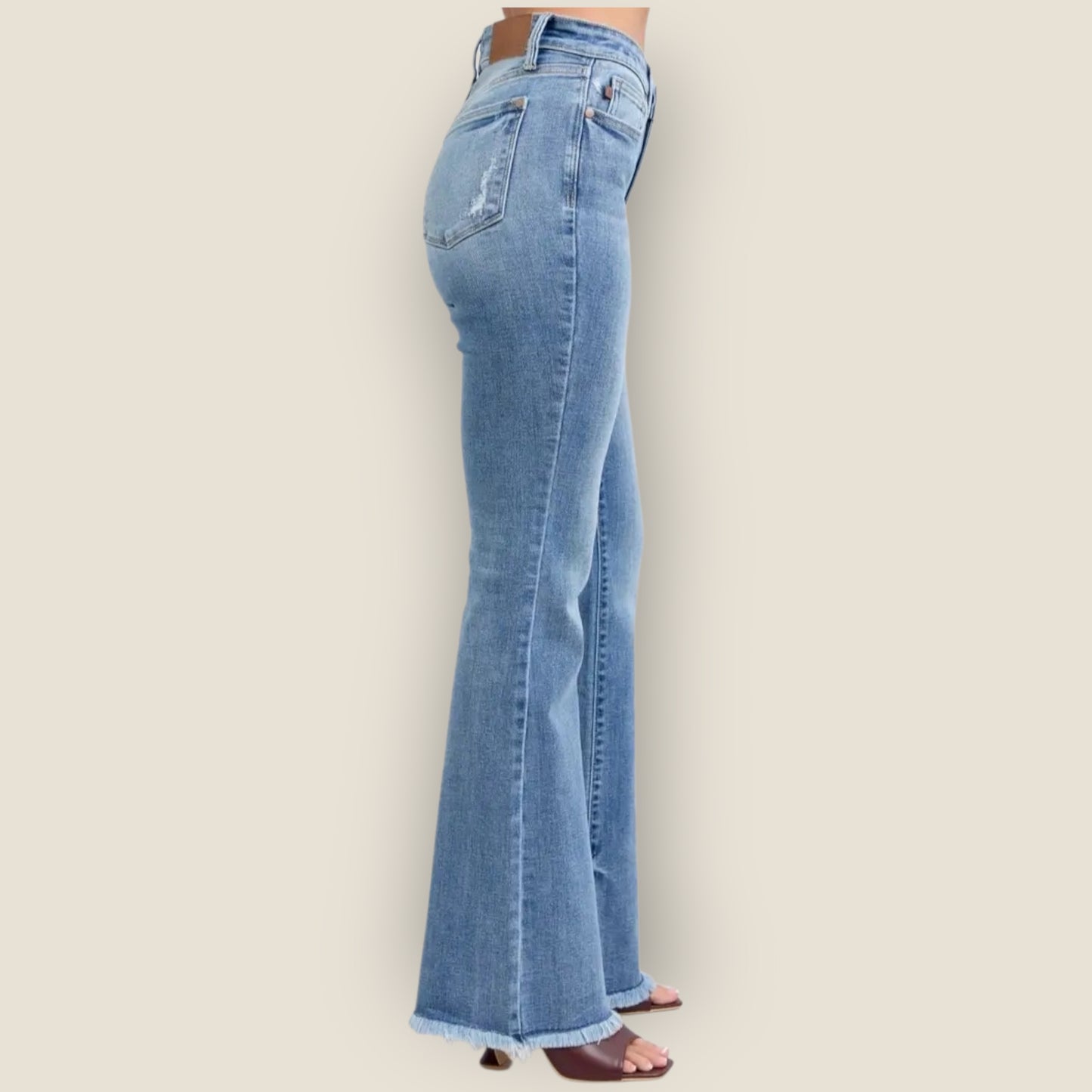 Judy Blue Jean High Waisted Bootcut With Fray Hem