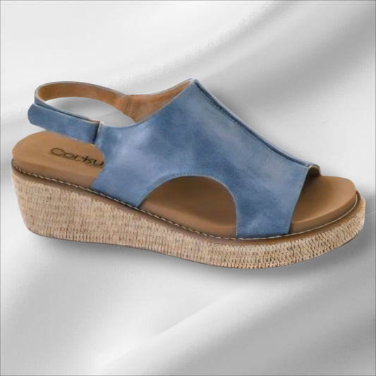 Corkys Blue Volta Wedge Sandal
