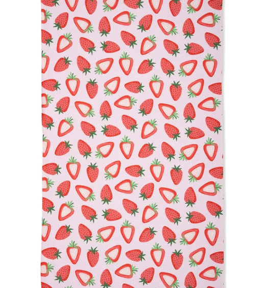 Sweet Strawberry Geometry Tea Towel