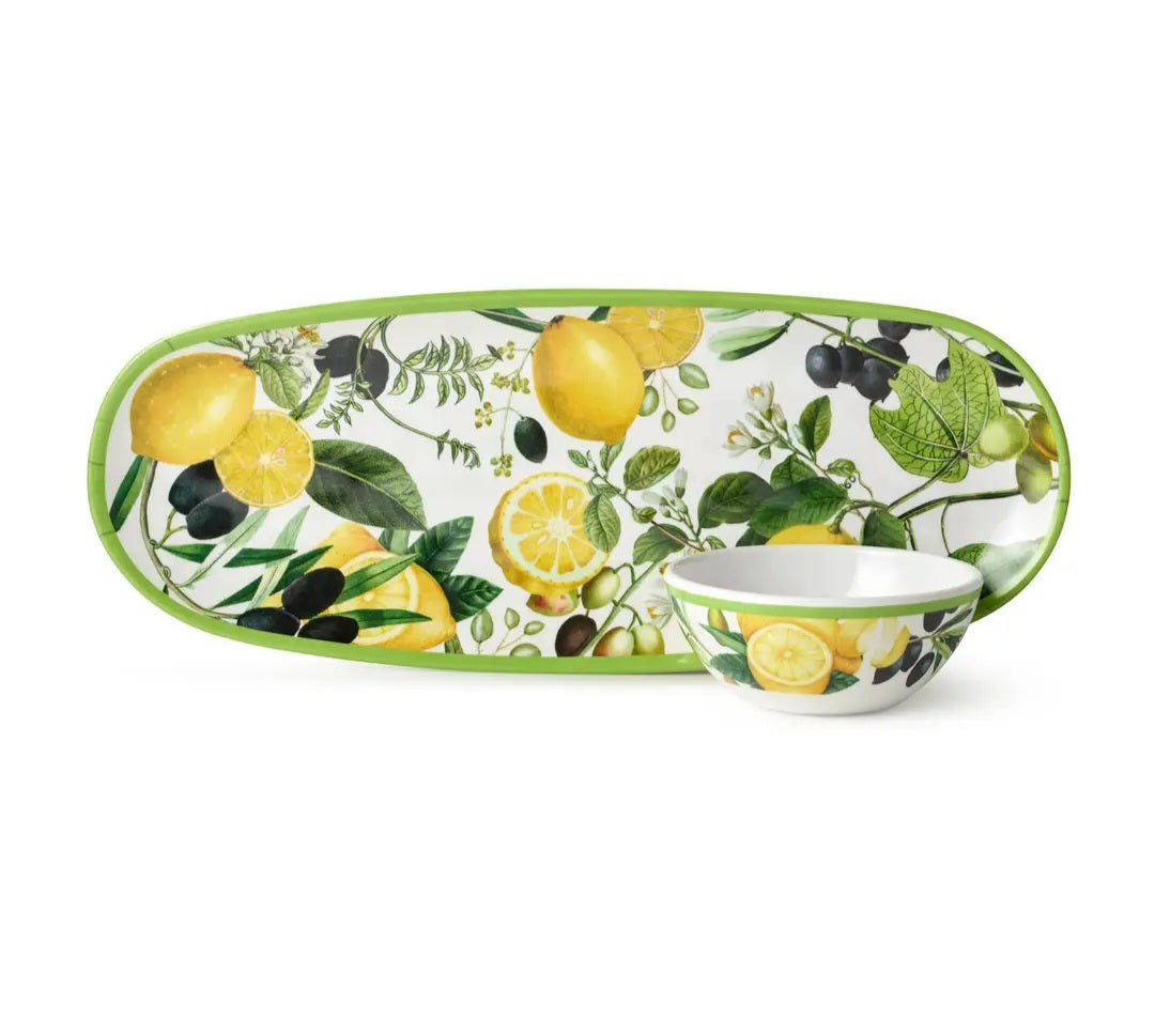 Limone Oval Serving Tray and Bowl Set