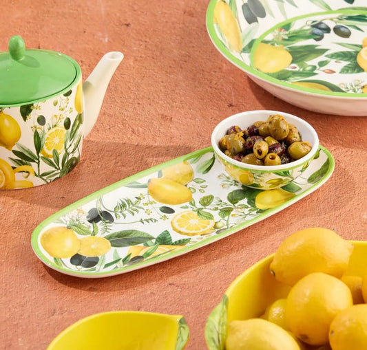 Limone Oval Serving Tray and Bowl Set