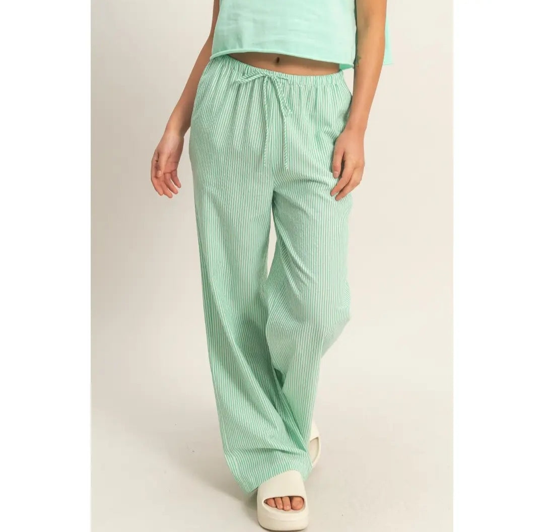 Green Stripe Seersucker Pant
