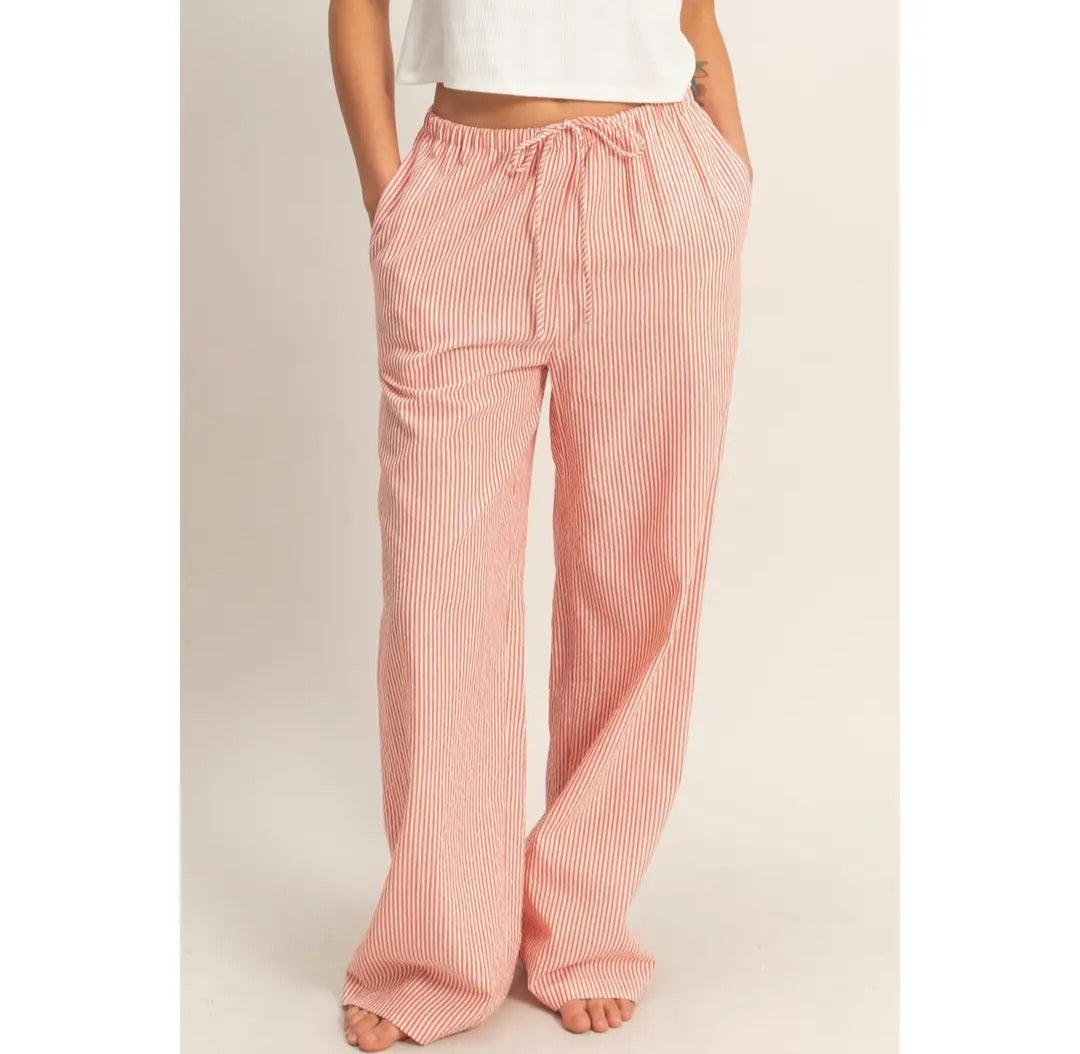 Red Stripe Seersucker Pant