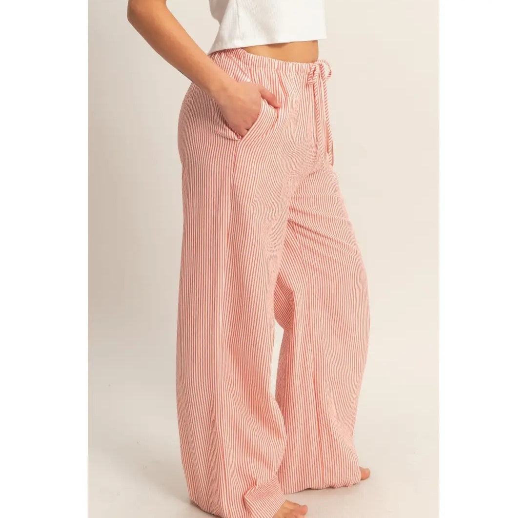 Red Stripe Seersucker Pant