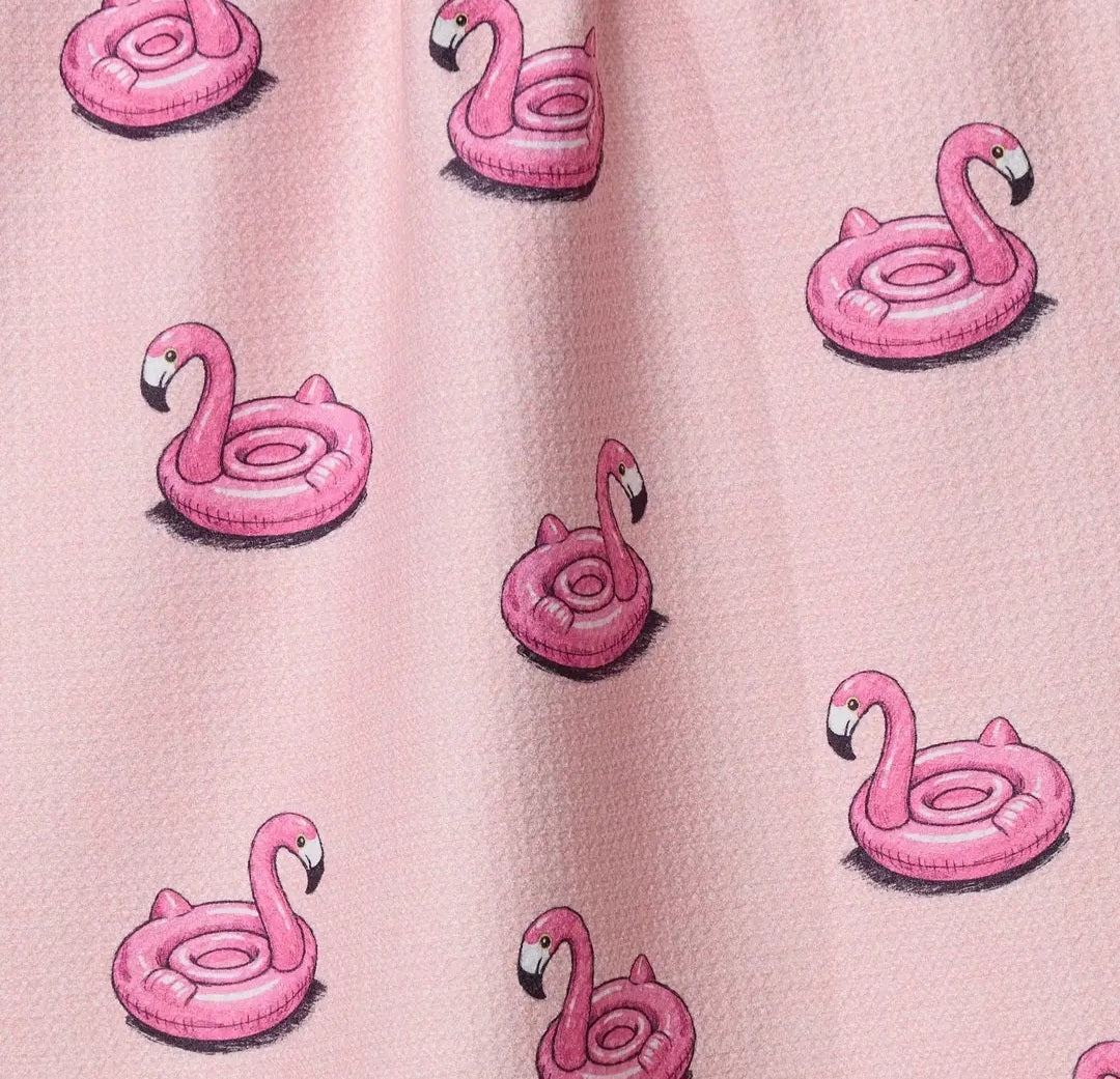 Flamingo Floatie Geometry Tea Towel