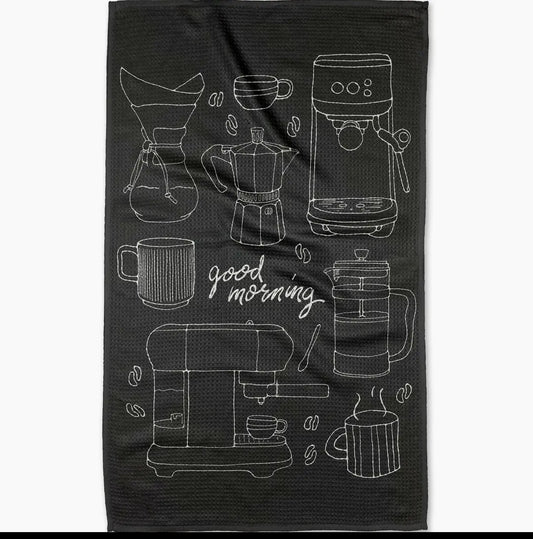 Good Morning Coffee Geometry Tea Towel
