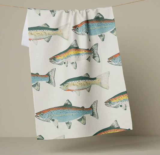 Hooked on Fishing Geometry Tea Towel