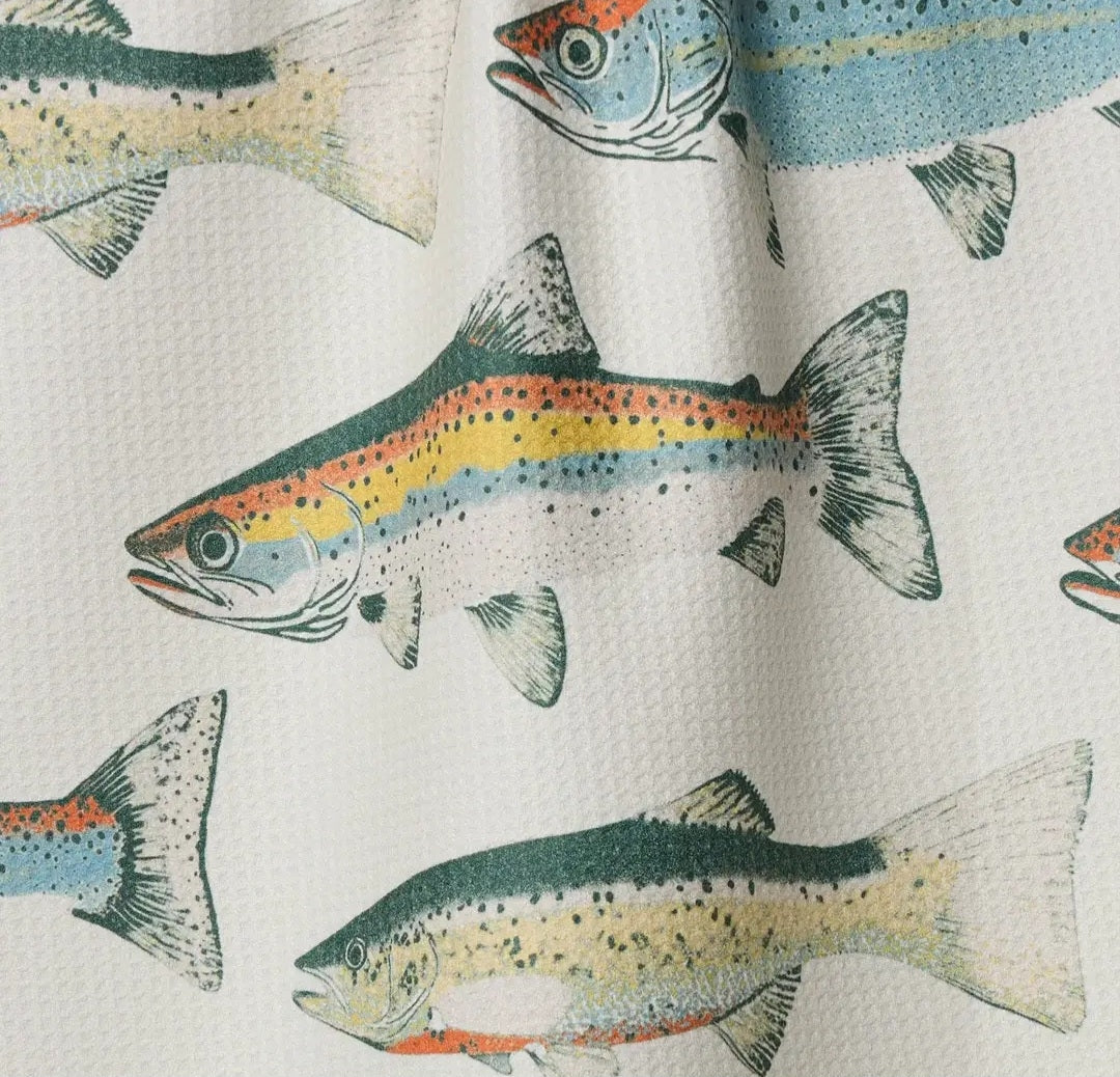 Hooked on Fishing Geometry Tea Towel