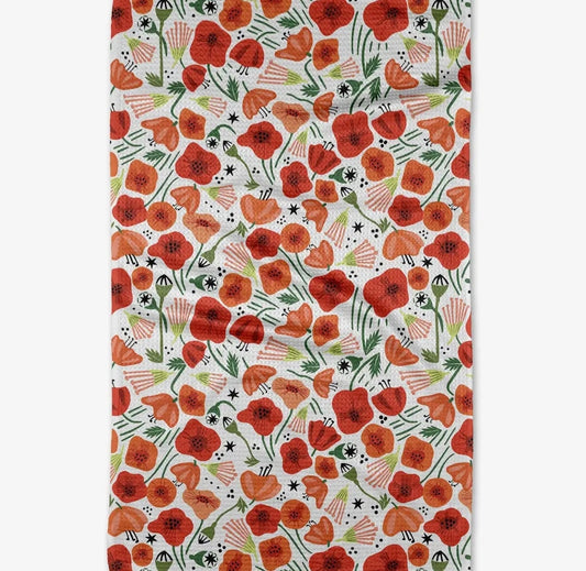 Poppy Power Geometry Tea Towel