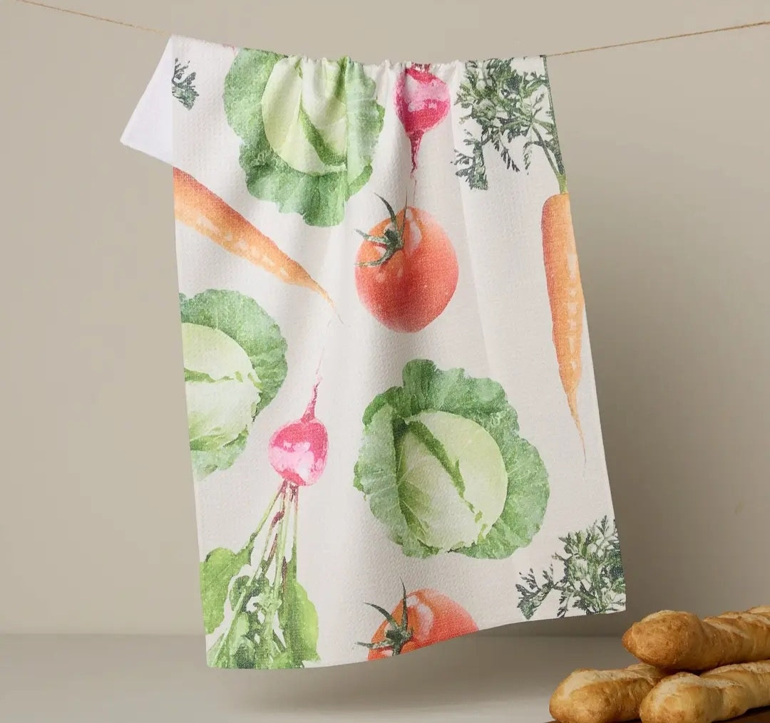 Spring Produce Geometry Tea Towel