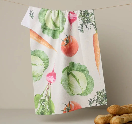 Spring Produce Geometry Tea Towel