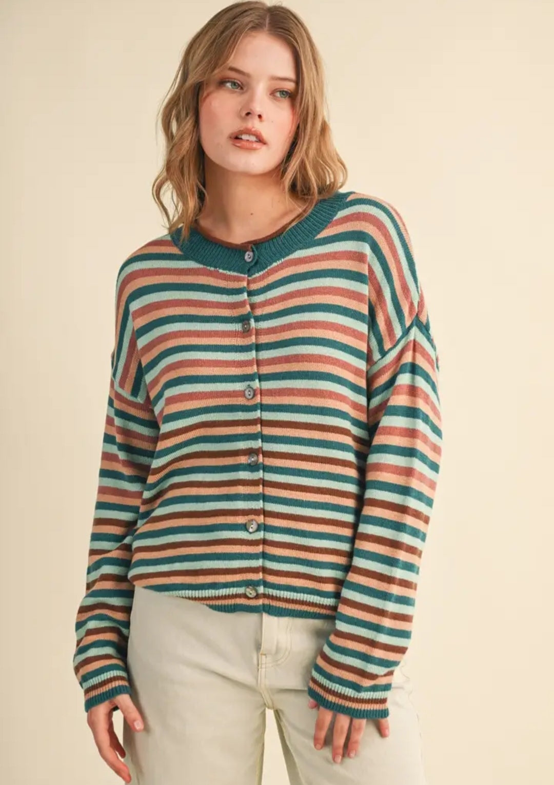 Retro Prep Relaxed Striped Cardigan