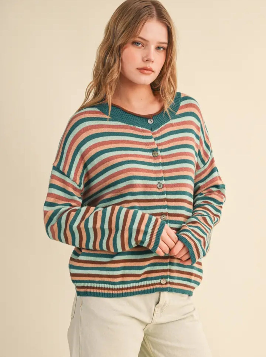 Retro Prep Relaxed Striped Cardigan