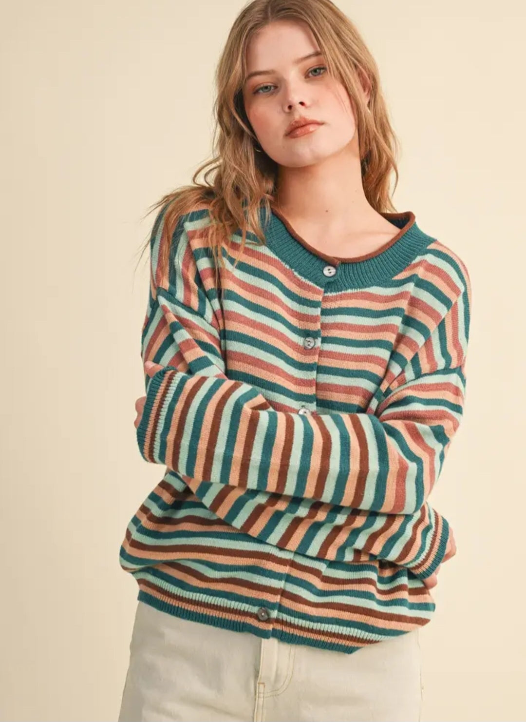 Retro Prep Relaxed Striped Cardigan