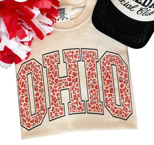 Leopard Print Ohio Tee on Comfort Colors