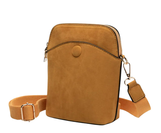 The Monica Mustard Faux Suede Crossbody Bag