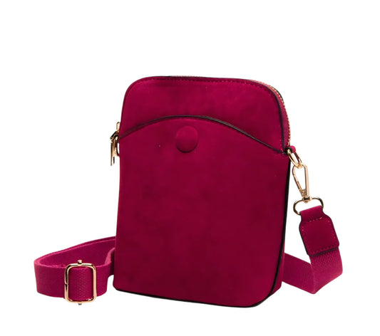 The Monica Burgundy Faux Suede Crossbody Bag