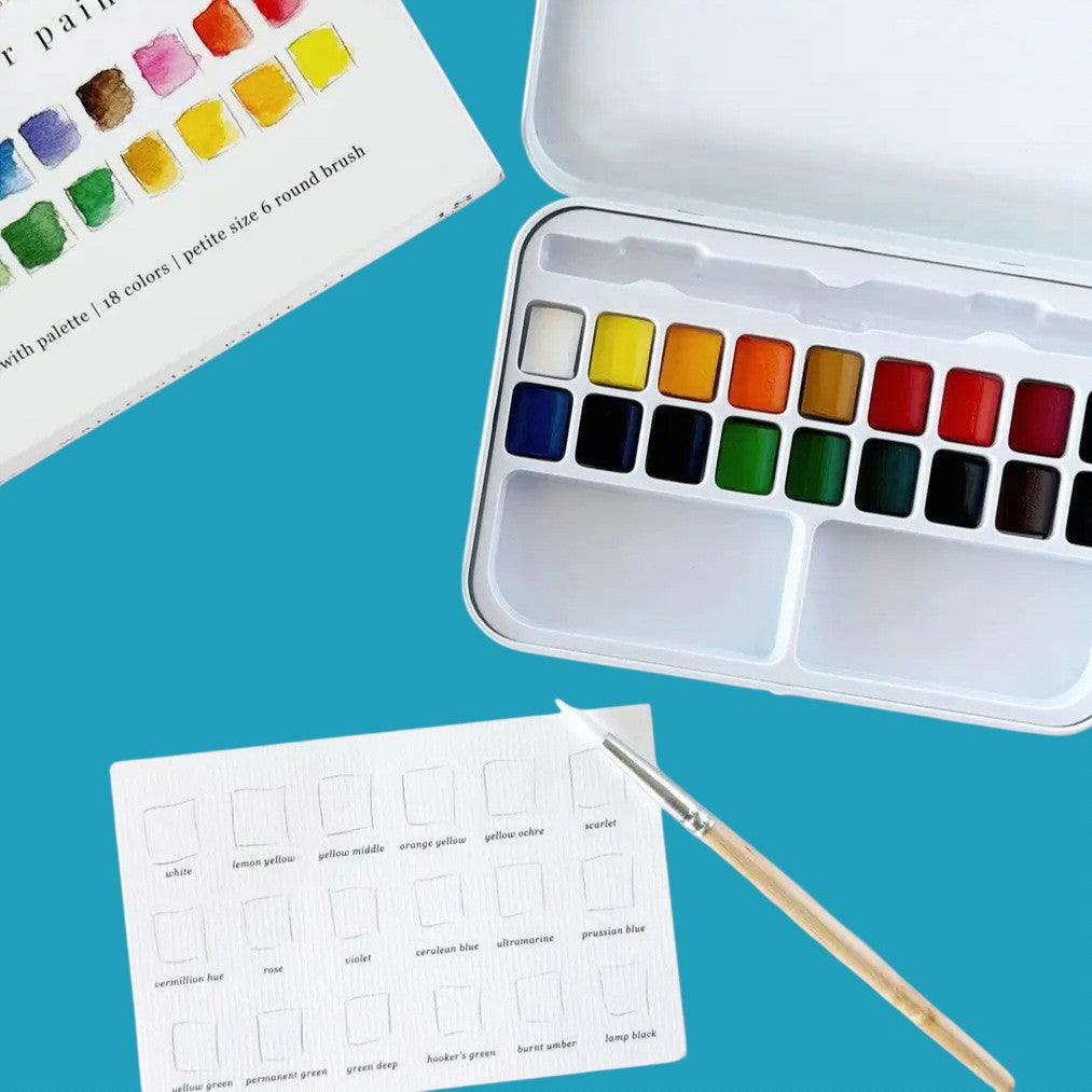 Emily lex watercolor paint set with brush 18 colors