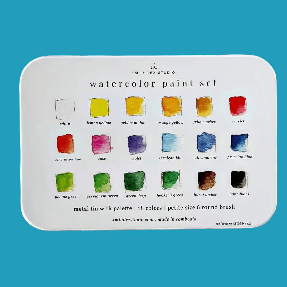 Emily lex watercolor paint set with brush 18 colors
