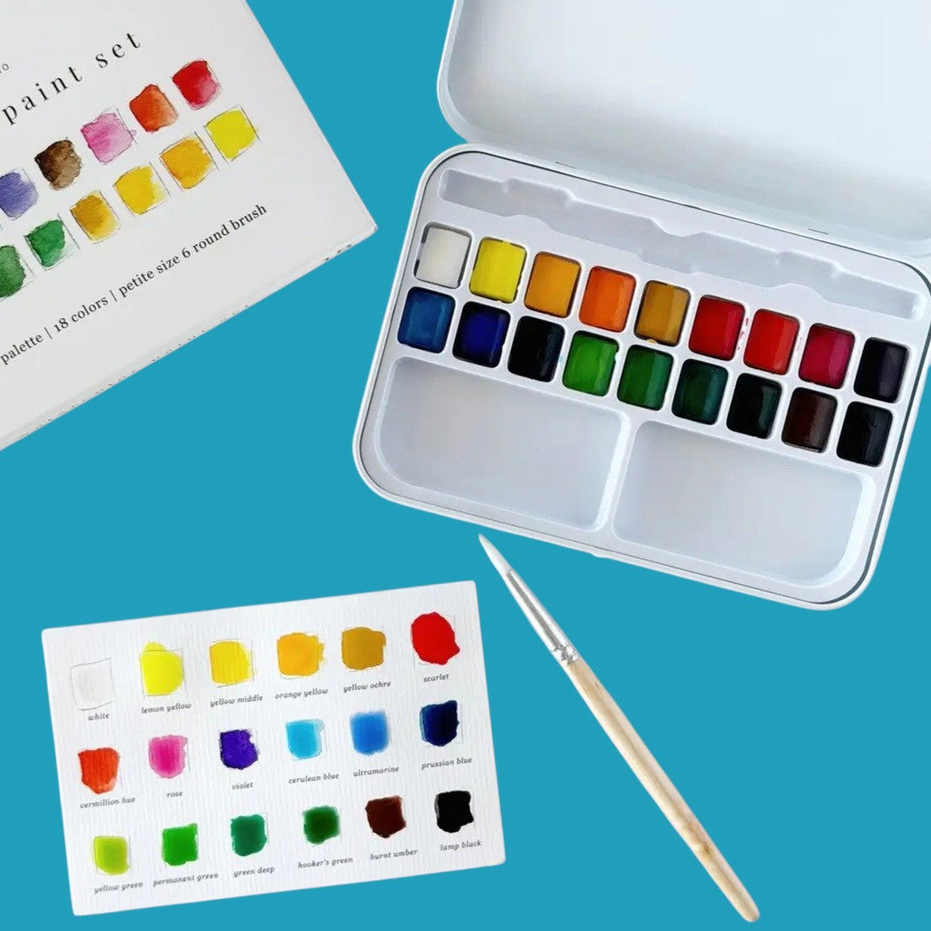 Emily lex watercolor paint set with brush 18 colors