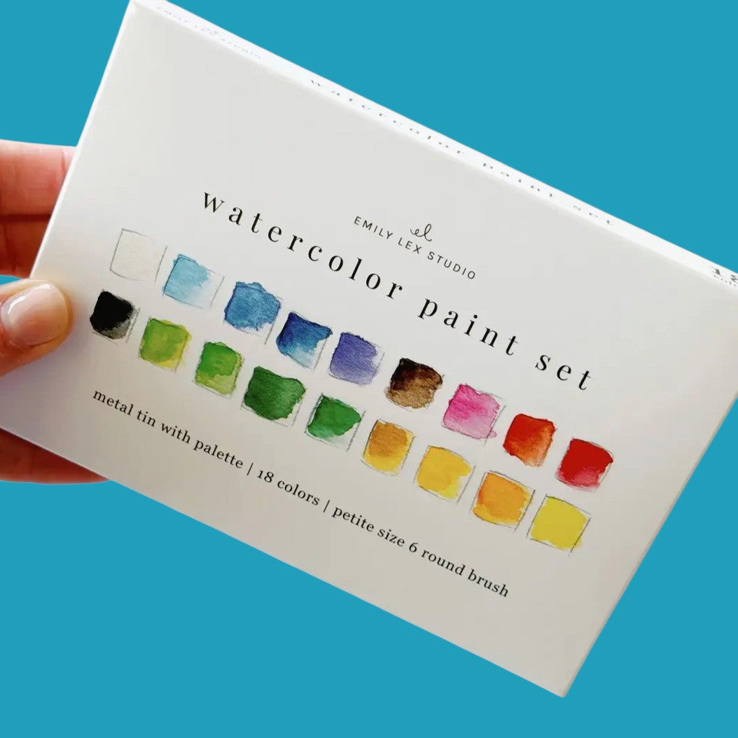 Emily lex watercolor paint set with brush 18 colors