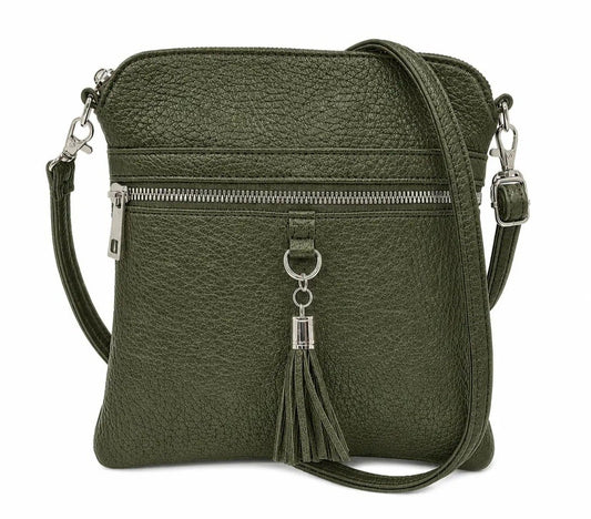Holly Tassel Front Crossbody   Army Green
