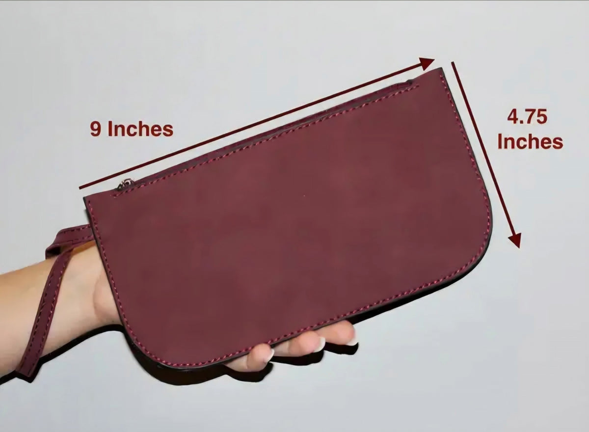 Luxe Faux Suede Vegan Leather Wristlet Crimson
