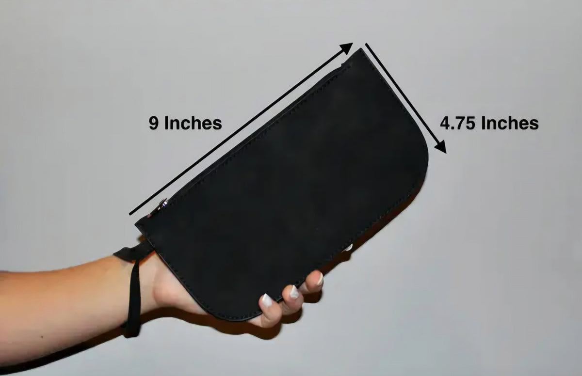 Luxe Faux Suede Vegan Leather Wristlet Black