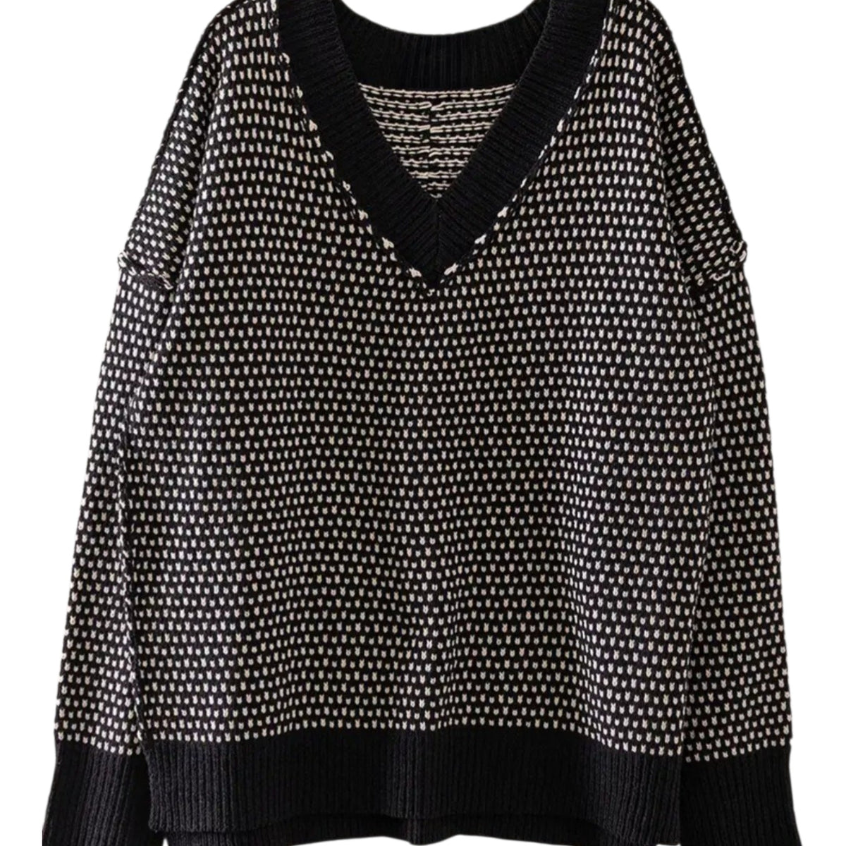 Abby Contrast Stitch Reversible V-neck Sweater
